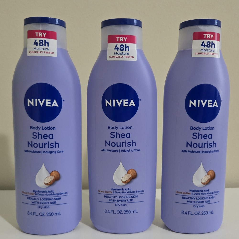 Nivea Shea Nourish Body Lotion Bundle (3 Bottles, 8.4 fl oz Ea)